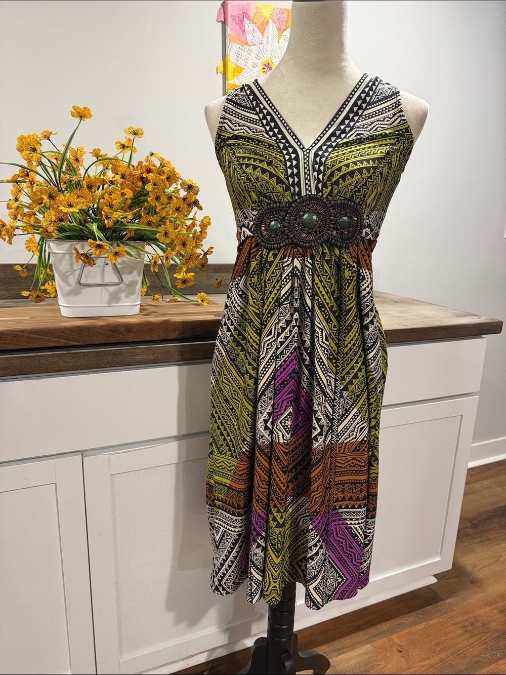 Y2K icE Dress Women Geometric Beaded Y2K boho Feminine size S